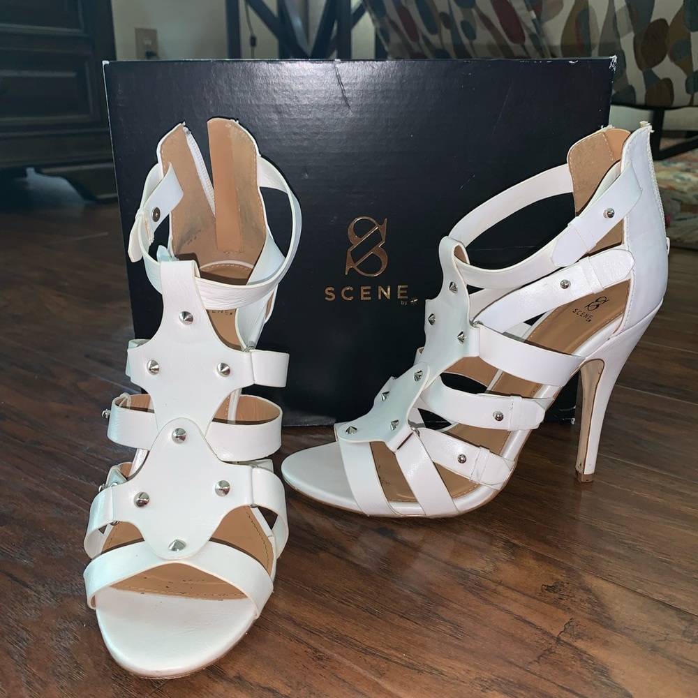 White strappy sandals